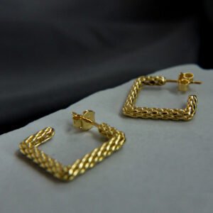 Modern Textured Square Hoop Earring - Image 2