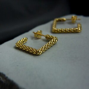 Modern Textured Square Hoop Earring - Image 3