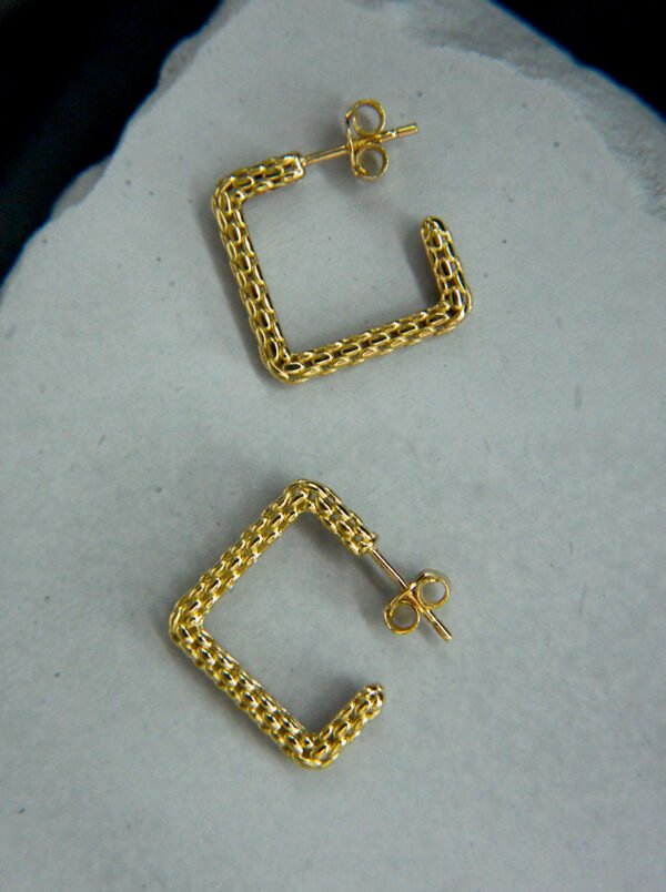 Modern Textured Square Hoop Earring